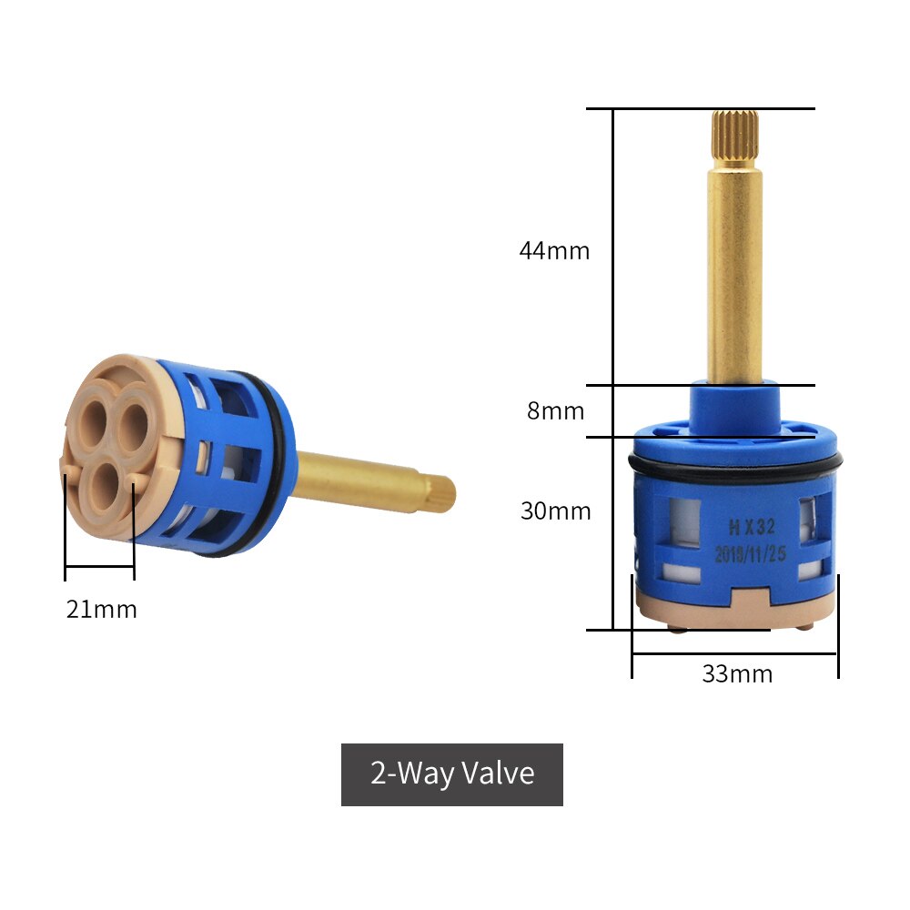 Shower Valve Ceramic Faucet Cartridge 2/3/4/5 Way Shower Valve Diverter Cold & Water Mixer Cartridge Sizes 31/35/44mm: 2way-blue-44mm