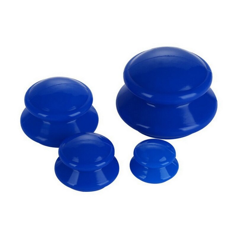 4 pièces Silicone Massage ventouses ensemble Cellulite tasse à vide masseur thérapie chinoise aspiration corps du visage: Blue
