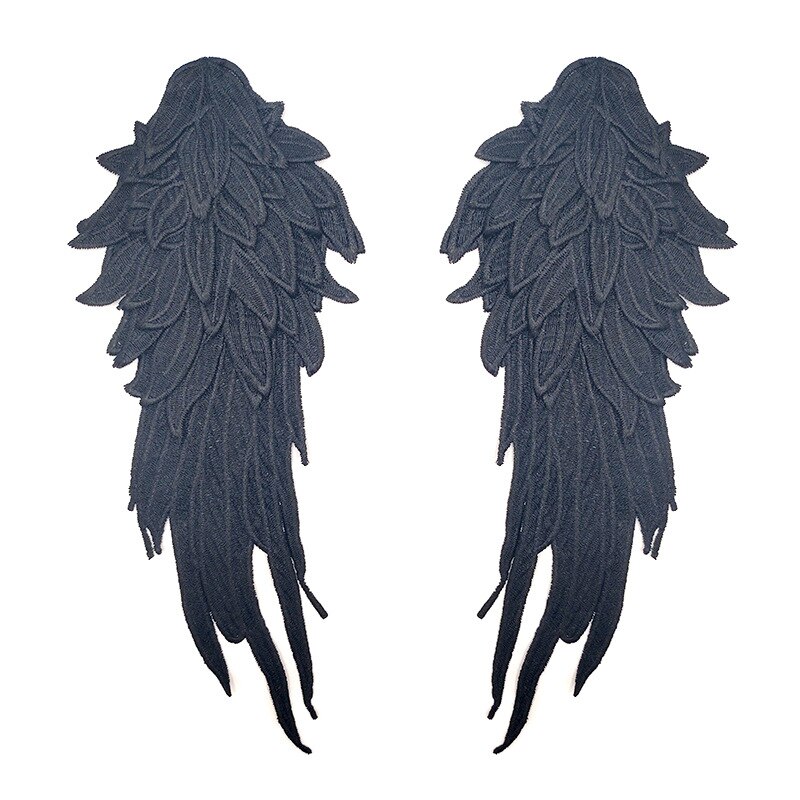 Accesorios de alas de ángel para vestido de banquete, calcomanía bordada de múltiples capas de encaje ahuecada hecha a mano, accesorios de Color sólido, 1 par