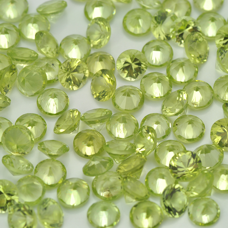 Fabriks naturlig cirkulär olivinperidot ädelsten lösa ädelstenar gör-det-själv-material för smycken