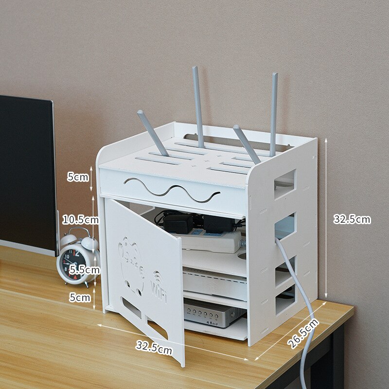 Wifi Router Regal Lagerung Boxen Große Kapazität Kabel Energie Plus Draht Halterung Lagerung Kasten Holz-Kunststoff Zauberstab Regal Stecker halterung: E