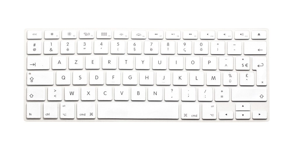 Rygou ranskalainen uk/eu clavier azerty silikoninäppäimistön kuori macbook prolle 13 " 15 " 17 " air 13 tuuman suojakalvo näppäimistölle: Hopea
