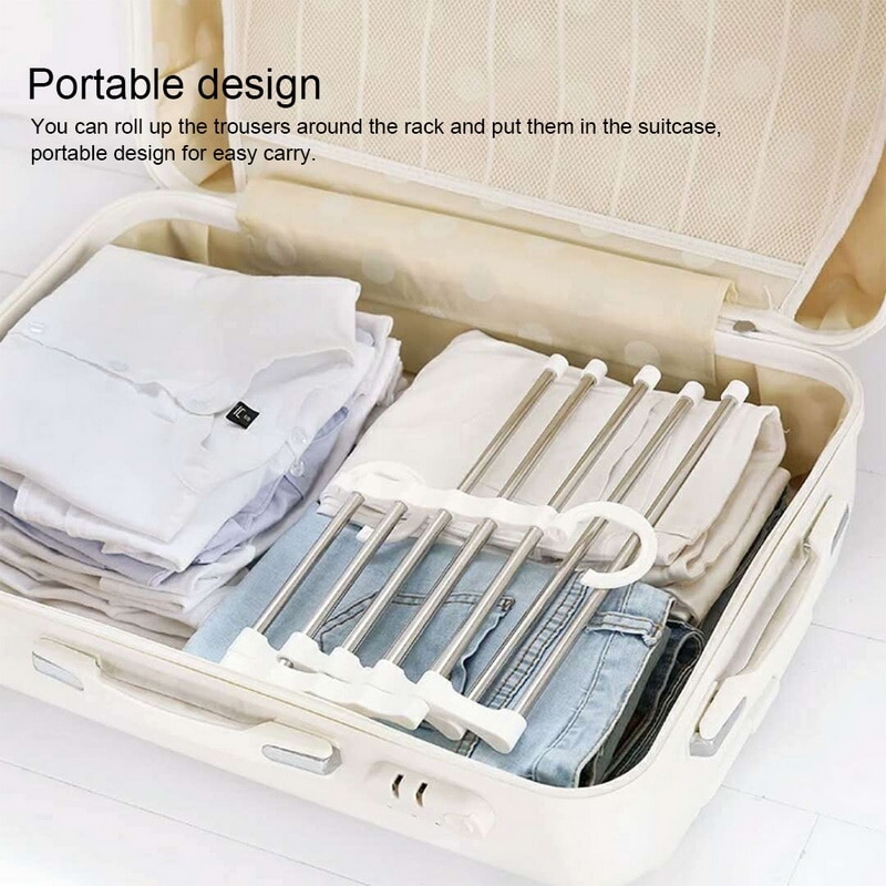 5 In 1 Rvs Magic Broek Rack Multi-layer Magic Multifunctionele Hanger