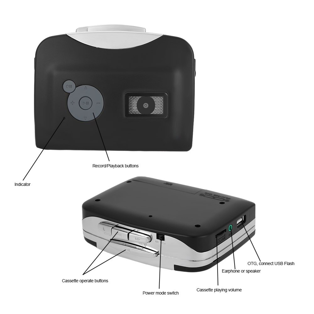 Ezcap 230 Kassette zu MP3 Konverter Sparen Sie in USB Blitz Disk Easycap Auto Partition allein Recorder mit Kopfhörer