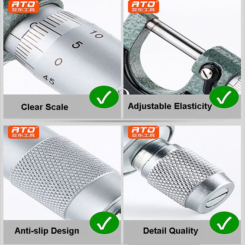 Micrometer Mechanical Measuring Tool 0-25mm 0.01mm Outside Micrometro Bore Gauge Metal