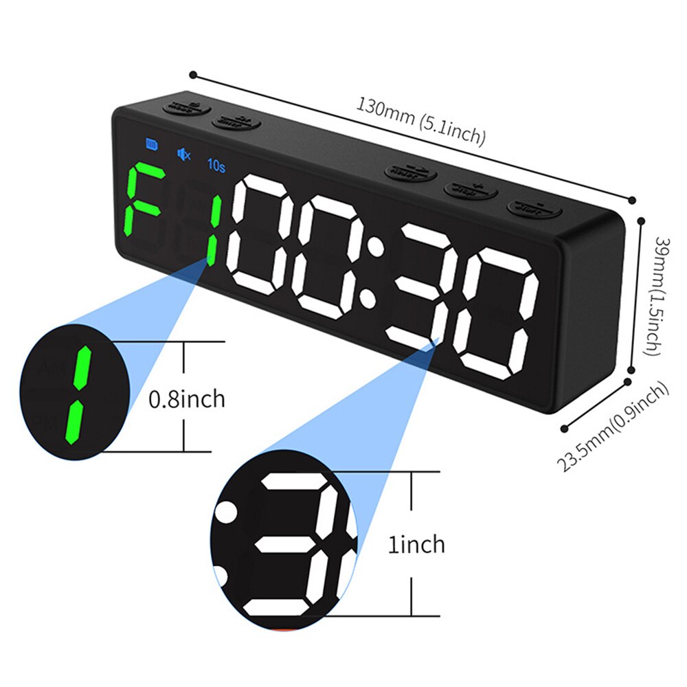 Mini Gym Timer Rechargeable Stopwatch Portable Countdown/up Clock with Magnetic Back for Home Gym Fitness Training
