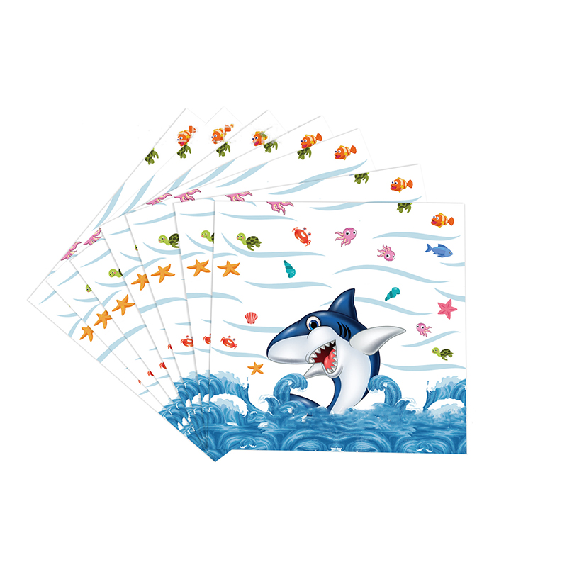 Blue Shark Ocean Theme Birthday Disposable Tableware Under The Sea Plates Napkins Happy Birthday Party Decor Kids Baby Shower