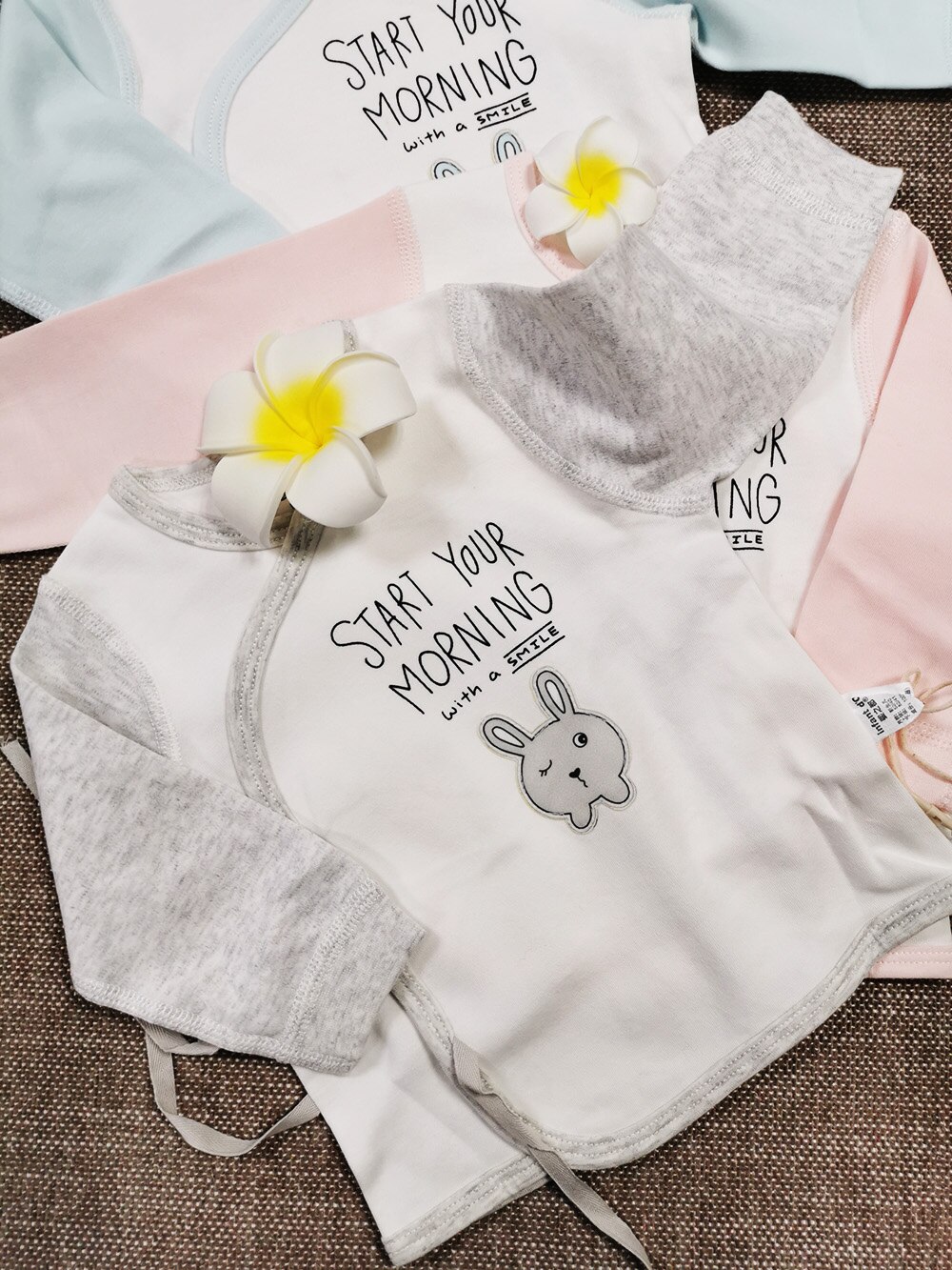 Pasgeboren kleding baby katoenen ondergoed set pasgeboren babykleding zacht comfortabel veilig baby pasgeboren producten konijn: Grijs