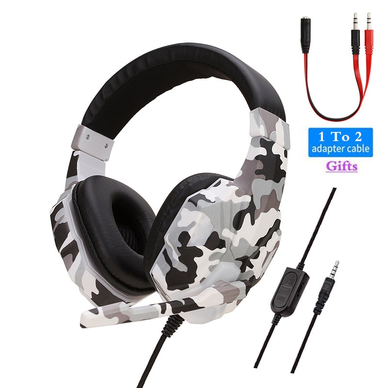 High-Grade Led Light Gamer Wired Headset For PS4 Switch Computer PC Bass Stereo Headphones With Mic Voice Control Men: Grey PS4