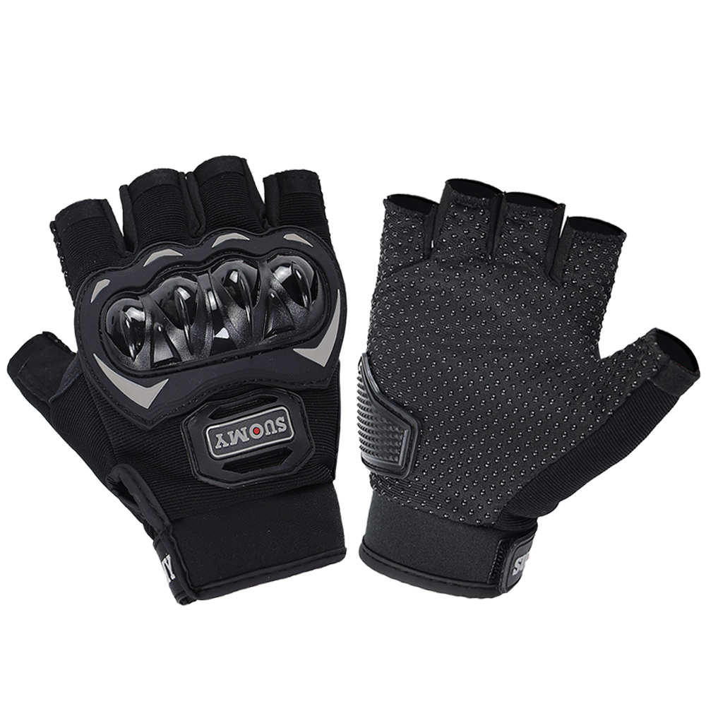 Motorrad Halbfinger Handschuhe Sommer Atmungsaktive Radfahren Handschuhe Männer Frauen Motorrad Halbe Finger Handschuhe Schutz Getriebe Anti-slip: Grau / XL