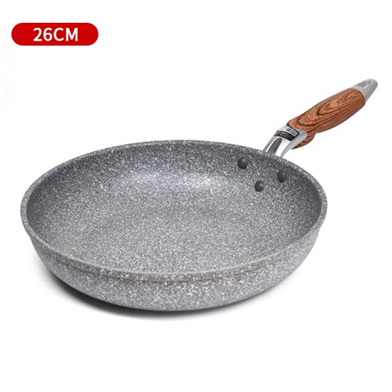 KONCO-Japanese Style Maifan Stone Pan Frying Pot Non-stick Wok Household Flat Bottom Wok Induction Gas Cooker Universal Cookware: 26cm