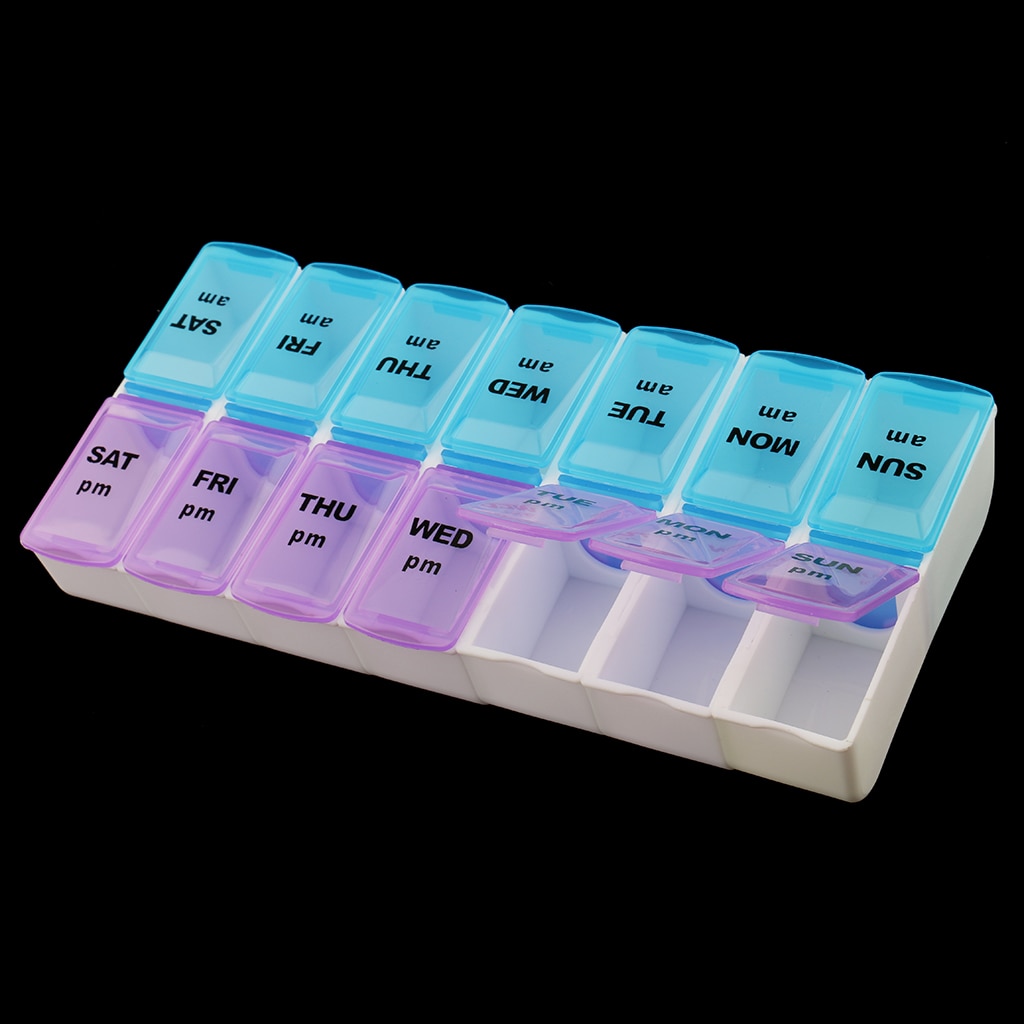 Portable 14 Slot 7 Day AM PM Weekly Pill Organizer... – Grandado