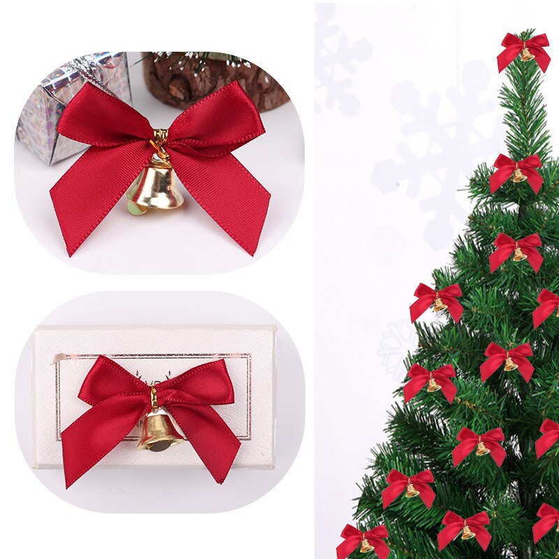 100Pcs/50Pcs Lint Klokken Boog Kerst Kerstboom Decoratie Box Decoratie Diy Boog Lint Partij decoratie
