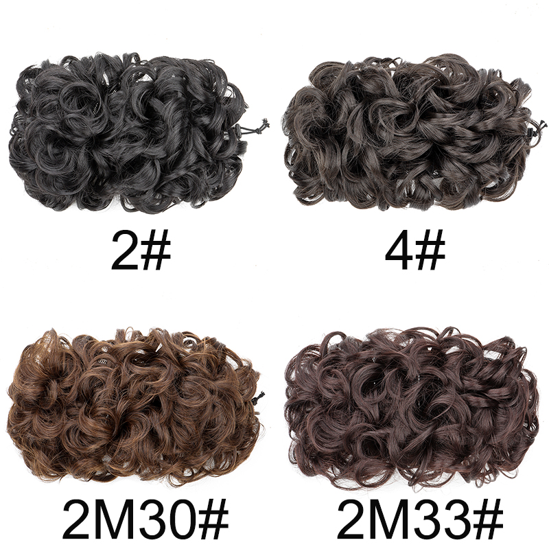 Moño rizado sintético, banda de goma elástica, Scrunchie envolvente para el cabello, moño esponjoso desordenado, postizos, peinado Retro para novia