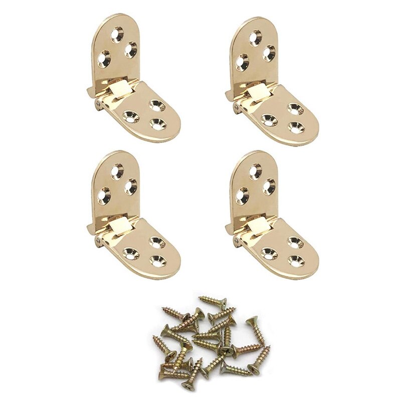 4Pcs Pure Copper Half-Circle Folding Hinge Thickened Table Top Hinge 180 Degree Flap Hinge Including Screws: Default Title