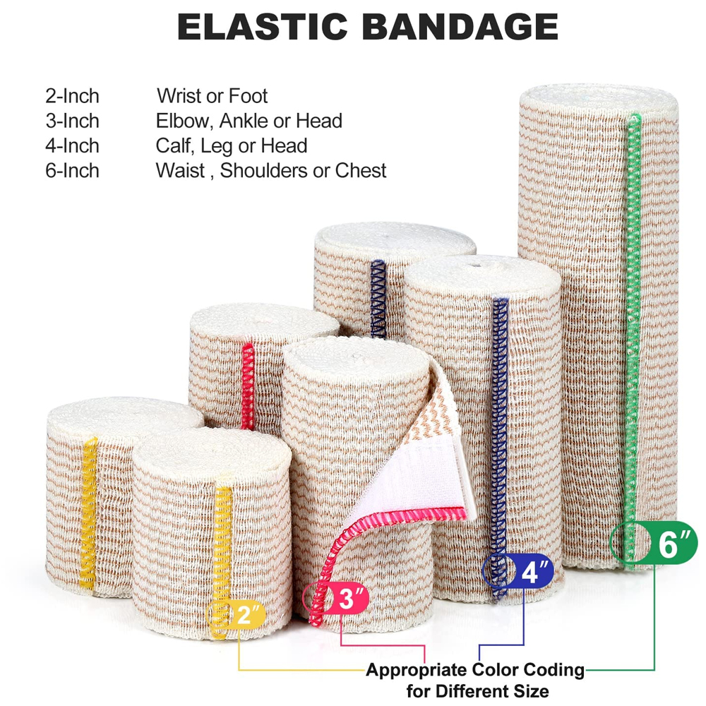1Roll Premium Elastic Bandage Wrap - Self-Closing - Strong Compression Bandage Wrap - Waist, Thigh, Elbow, Knee Wrap