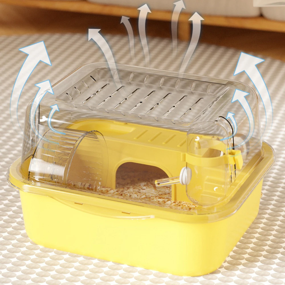 Hamster Cage with Water Bottle - Small Animal Habitat for Mice, Guinea Pigs - Plastic
