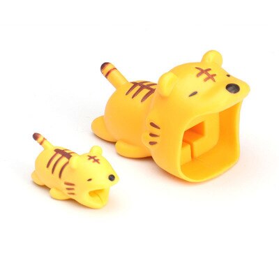 Fffas kabel opruller bid sød tiger lænd bjørn dyr kabelbeskytter usb kabel organizer chompers oplader ledning holder til iphone: Tiger