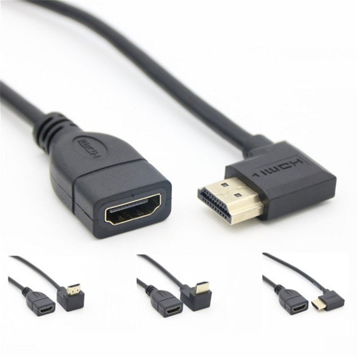 90 Degree UP Angled HDMI Male to HDMI Female Converter Adapter Cable Lead