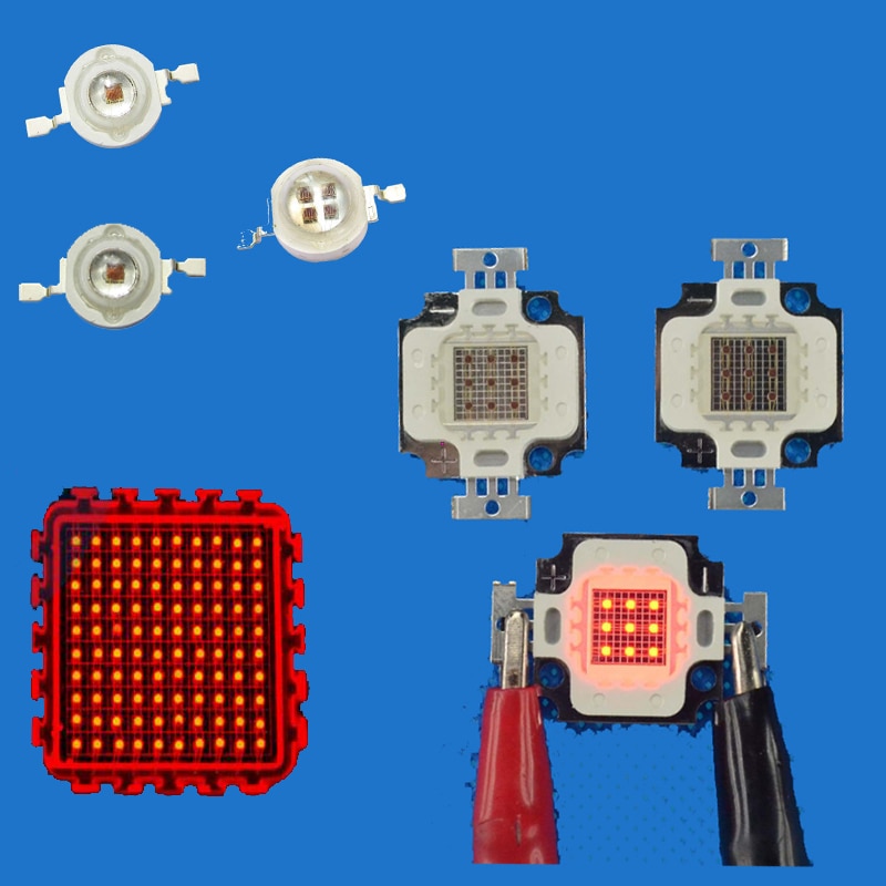 Led chip dioder lys 660nm dyb røde vokse lys 660 nm 1w 3w 5w 10w 20w 30w 50w 100w til plantedyrkning tank akvarium