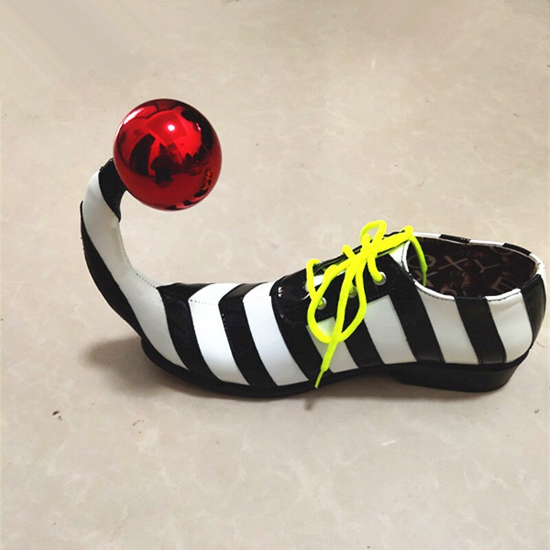 Streep Clown Schoenen Volwassen Mannen Cocked Grappige Schoenen Clown Make Joker Accessoires Masquerade Party Halloween Carnaval Cosplay: Beige / 42