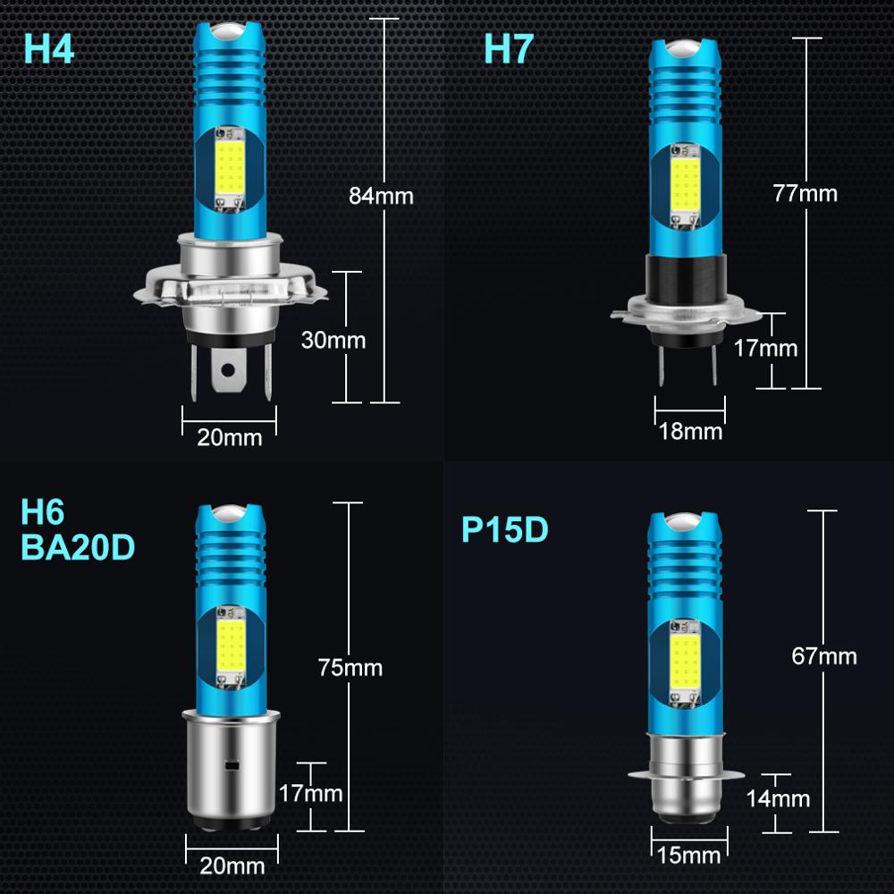Bombillas LED para faro de motocicleta, luz COB cambiable, RGB H7 P15D H6 BA20D H4, accesorios para Moto de 12V