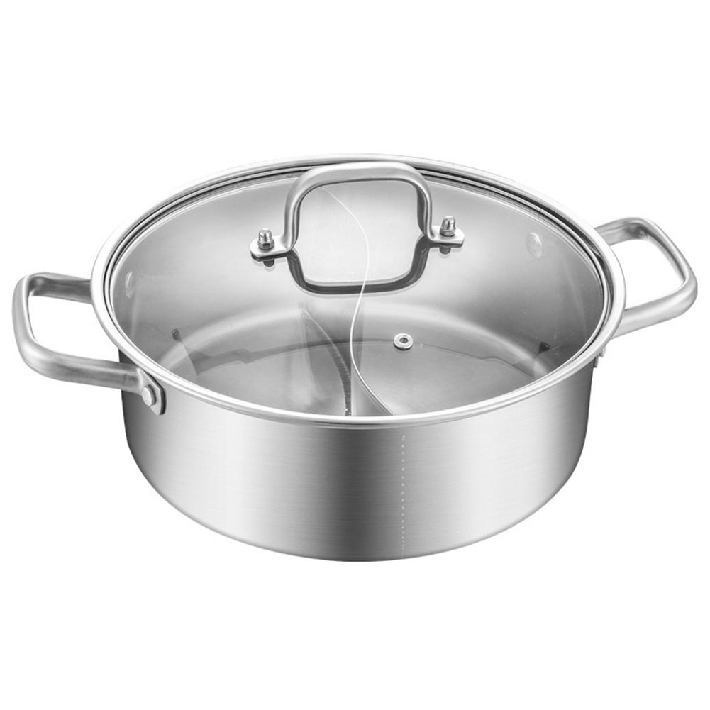 304 Stainless Steel Twin Divided Pot Cooking Soup Pot Kitchen Utensils Single-Layer Compatible Soup Stock Pots Home Tools: Default Title