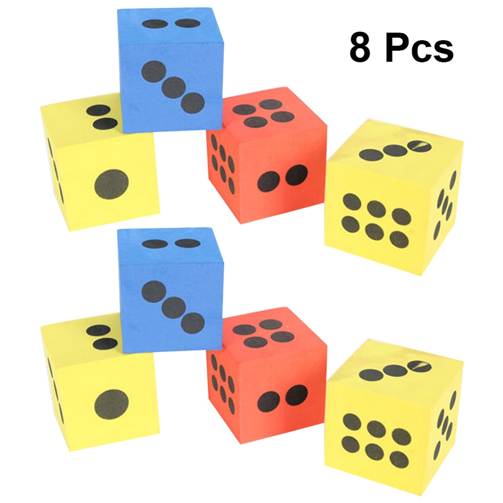 8pcs EVA Foam Dice Party Game Playing Dice Block Entertainment Dice Math Educational Toys - Size L (Random Color)