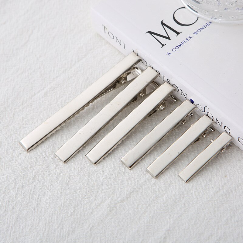 Pinzas metálicas de cocodrilo para el pelo para niña, horquillas doradas y plateadas, accesorios para el pelo de niños, 6 tamaños, 20 unids/lote: silver / 6.5cm