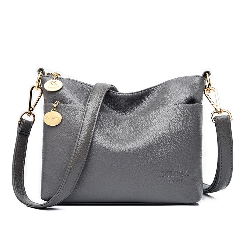 Grote Capaciteit Vrouwen Crossbody Tassen Luxe Handtassen Vrouwen Tassen Lederen Schoudertas Messenger Bags Sac A Main: Gray