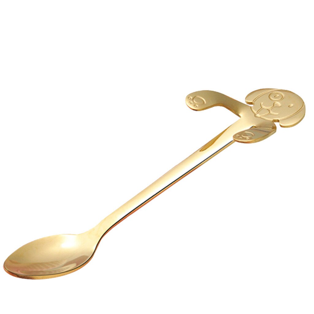 Cute Dog Spoon Long Handle Spoons Flatware Coffee Drinking Tools Kitchen Gadget Kitchen Restaurant Bar Supplies HX0619: a