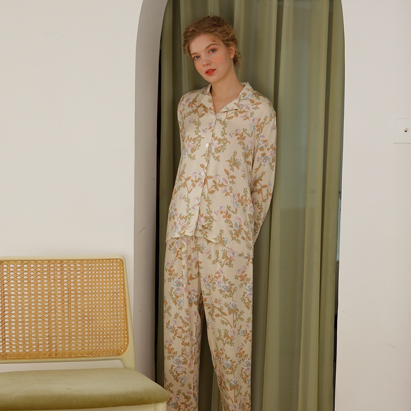 Spring Natural Cotton Pajamas Female Star and Moon Print Pijamas Women Cotton 2 Piece Set Women Huispak Vrouwen