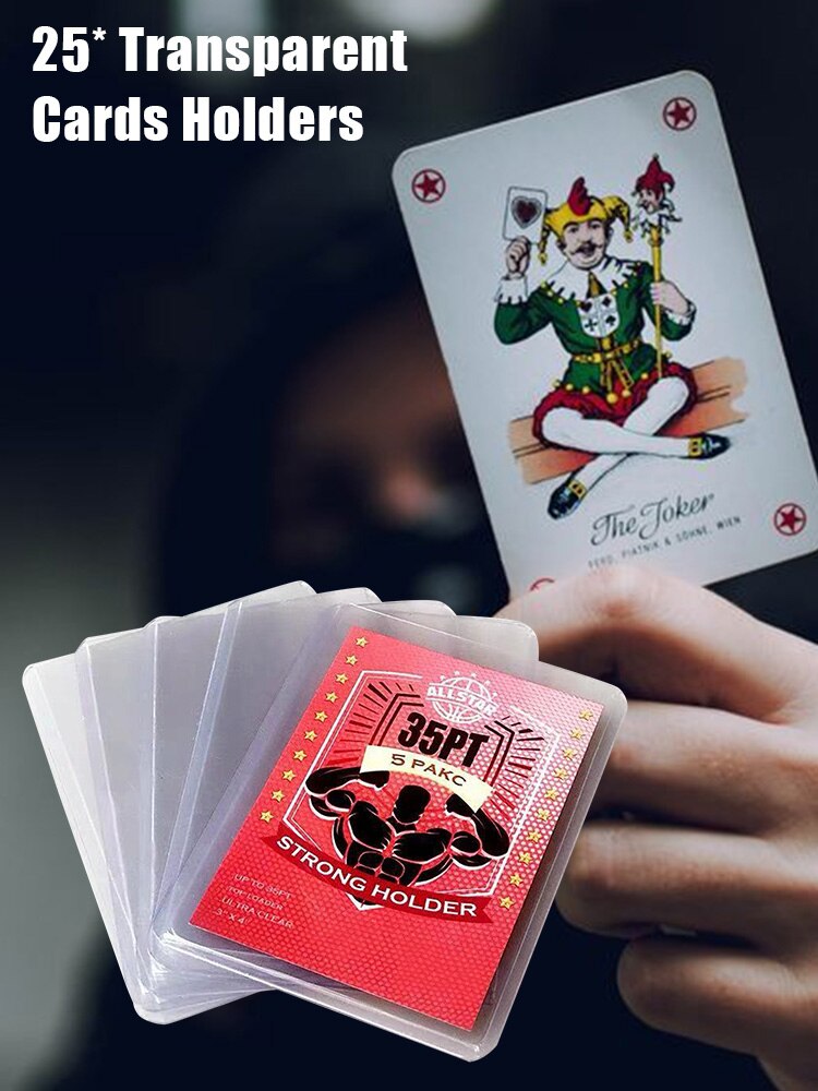 Transparent Card Sleeves 25PC 3X4 Inch Thick Hard Card Sleeves For Trading Card Protective Sleeves Holder Card Covers Fit For Ba