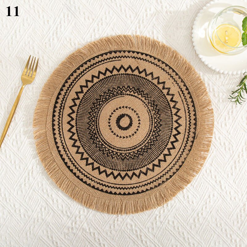Coffee Cup Mats Woven Placemats Printed Jute Placemats Tassel Placemat Vase Cushions Furniture Decoration Heat Insulation: 11
