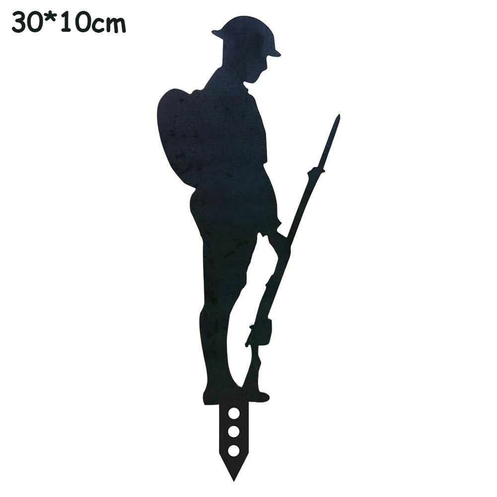 Metal Soldiers Silhouette Garden Decoration Outdoor Decor Plug-in Character Courtyard Sign Statue Decoration