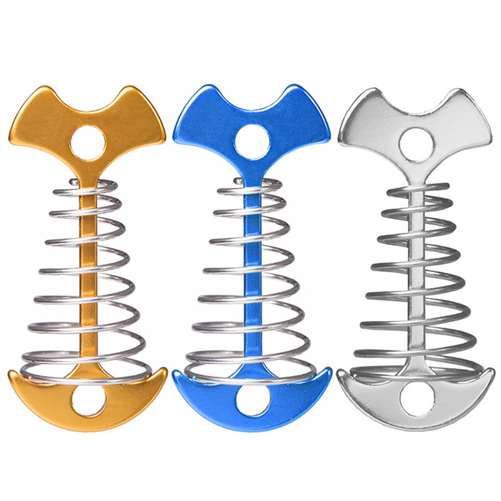 Metal Adjustable Plank Floor Spring Fishbone Anchor Tent Pegs Outdoor Awning Deck Stakes Fixed Nails Camping Equipment