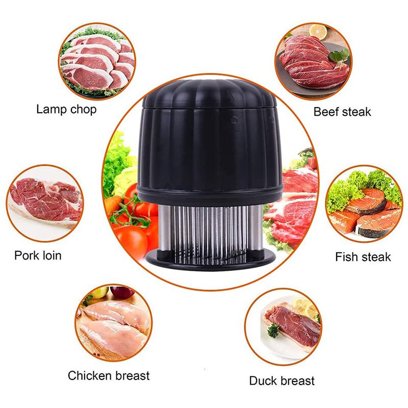 Tenderloin de carne asada de acero inoxidable de 56 Pines, ablandador. Aguja para carne, aguja para carne suelta, aguja para costilla rota, aguja para carne
