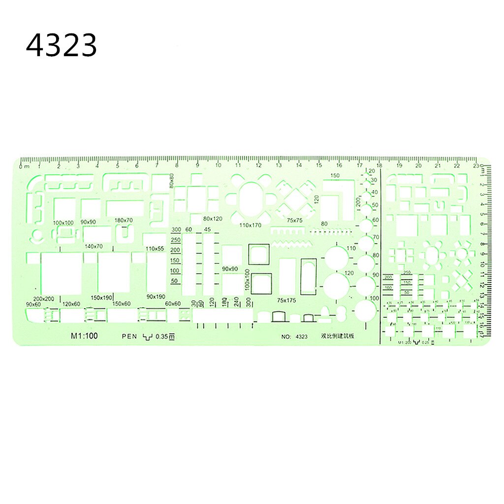 Stationery Drafting Drawing Measuring Tool Geometric Combine Template Ruler Pro Q6PA: 4323