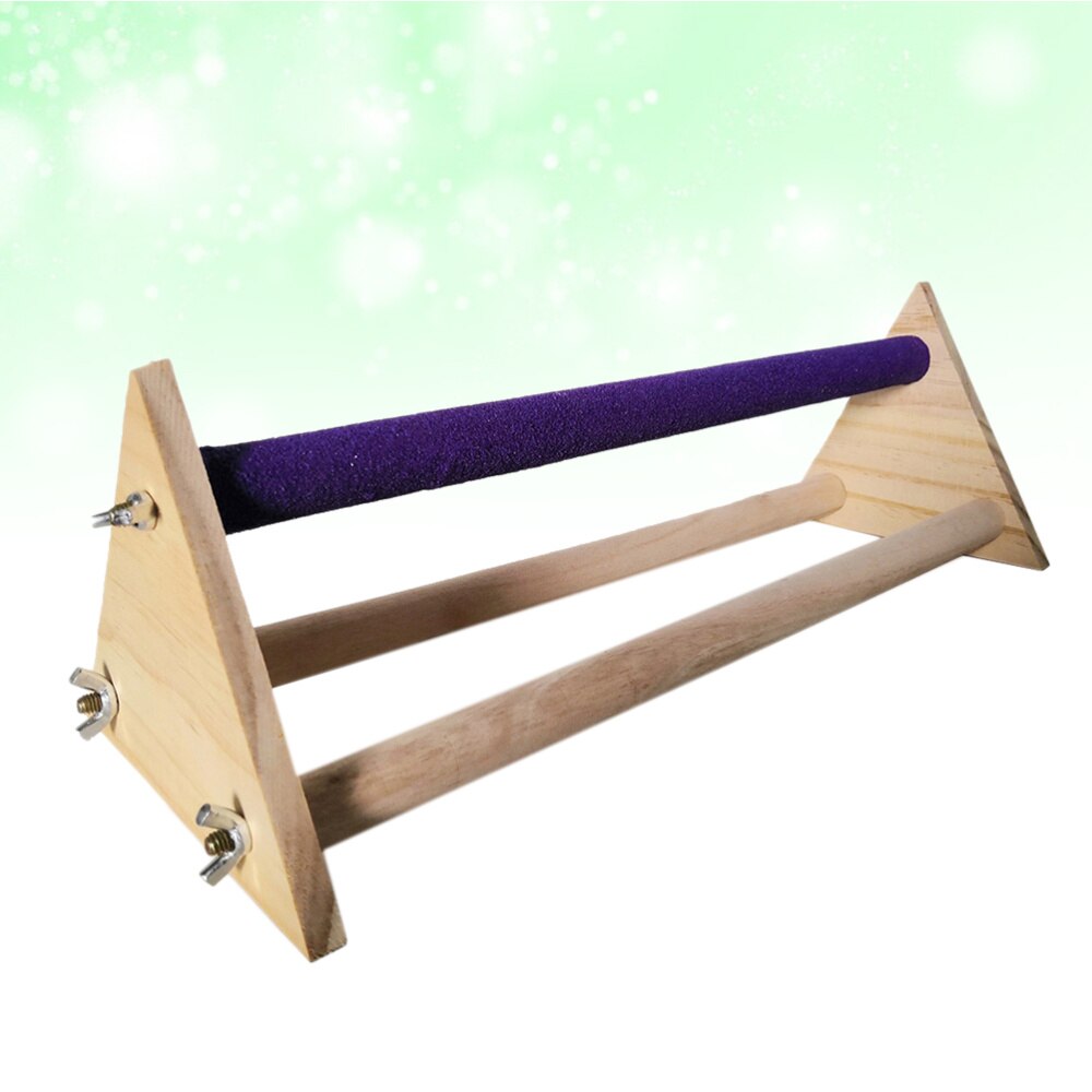 1Pcs Wood Parrot Perch Stand Durable Portable Wood Triangle Perch Stand Training Plaything Cage Nibble Toy for Parrot Hens Bird