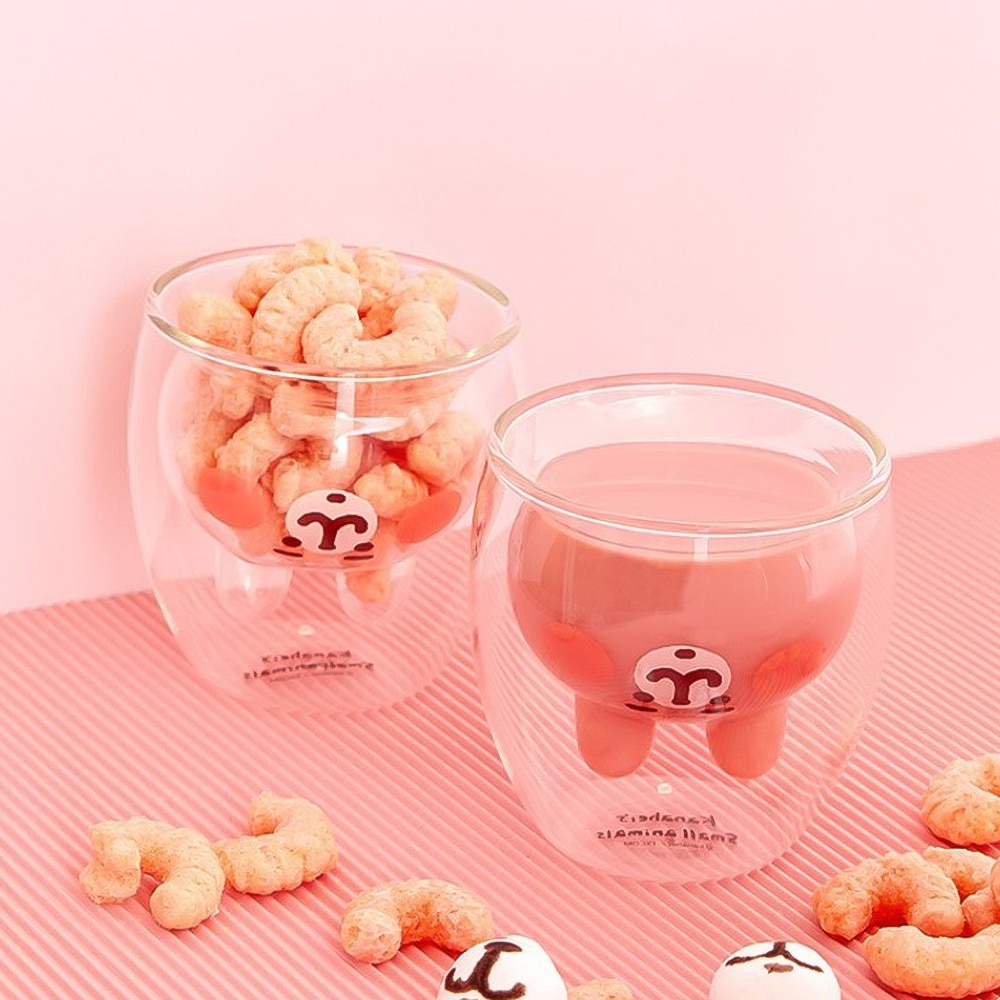 3D 2-Tier Double Wall Glass Cup Coffee Mug Panda Shiba Inu Water Bottle Heat-Resistant Tea Cup Milk Lemon Juice Cup Drinkware