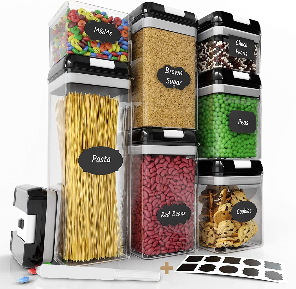 1PCS Airtight Cereals Storage Containers with Lid-Plastic Transparent Sealed Kitchen Vacuum Box Bulk Food Refrigerator Organizer