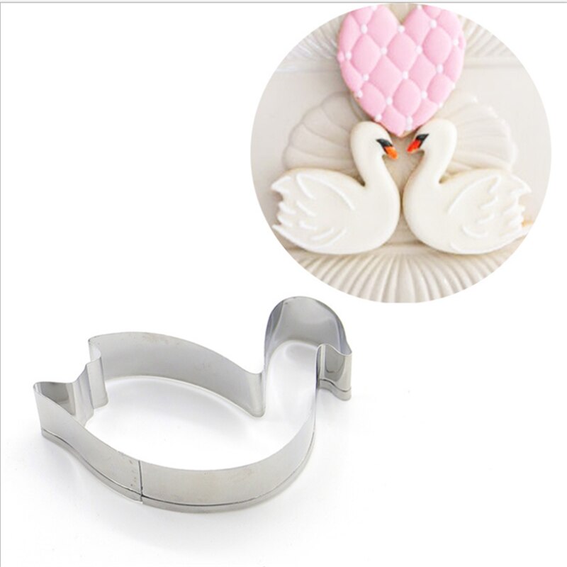 Juego de 2 unids/set de moldes de acero inoxidable para galletas, cortadores de galletas para , Reina, Cisne, romántico, herramienta para hornear, sello de molde