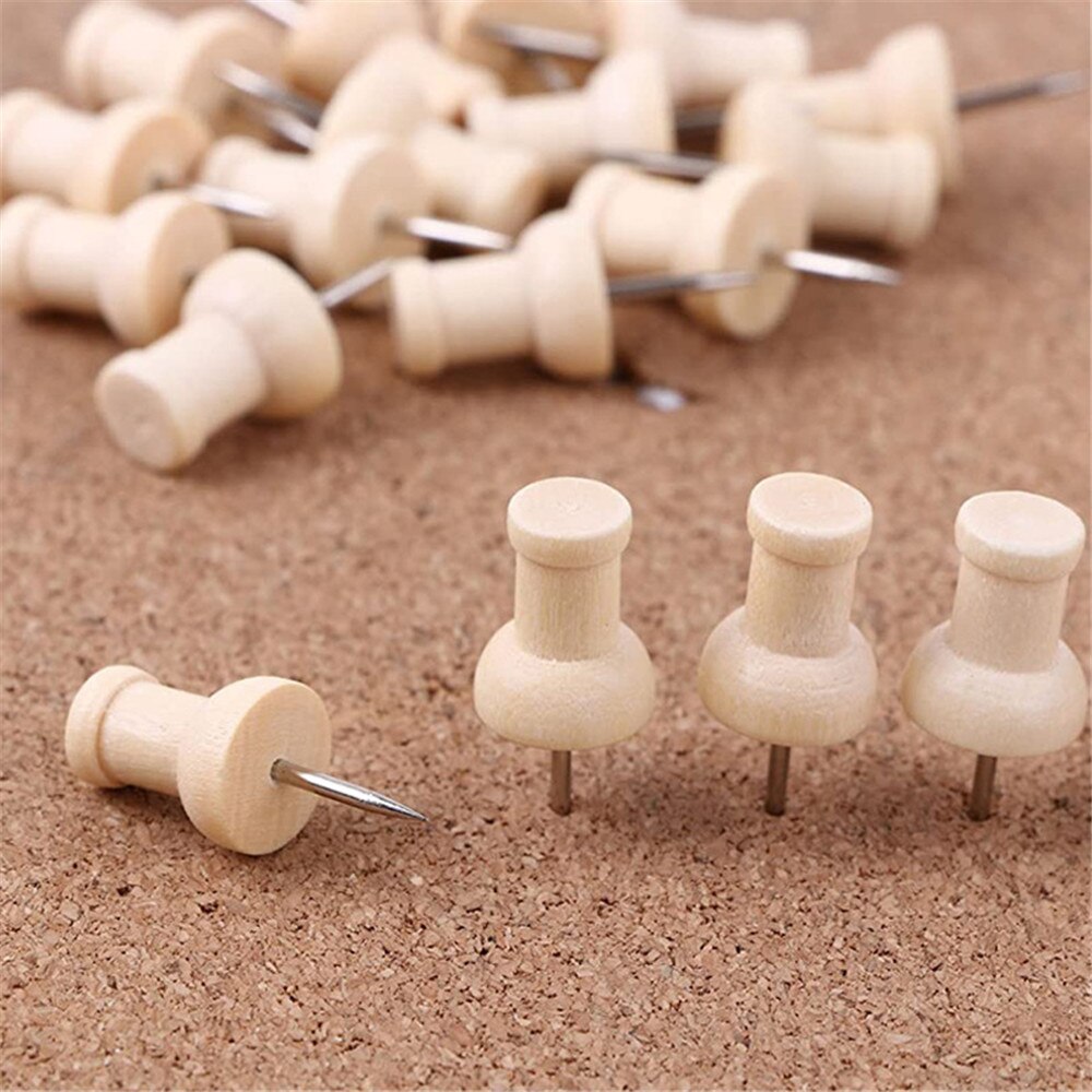 40pcs/box Map Thumbtacks Wood Push Pins Diy Thumb Tacks For Photos Cork Board