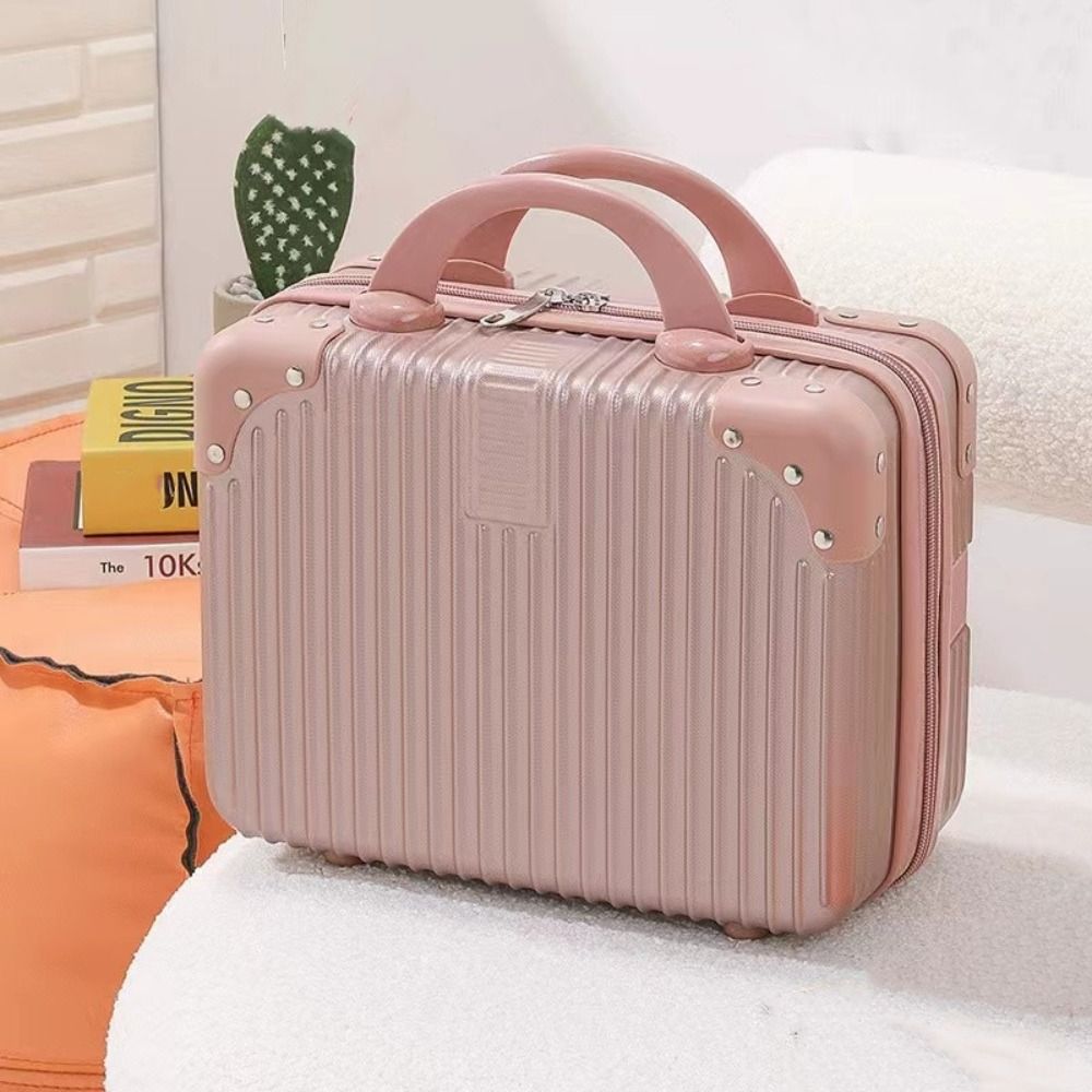 14 inch Mini Travel Suitcase Cosmetic Box Hand Luggage Organizer Makeup Case PC Small Password Box Boarding Case: Dark Grey
