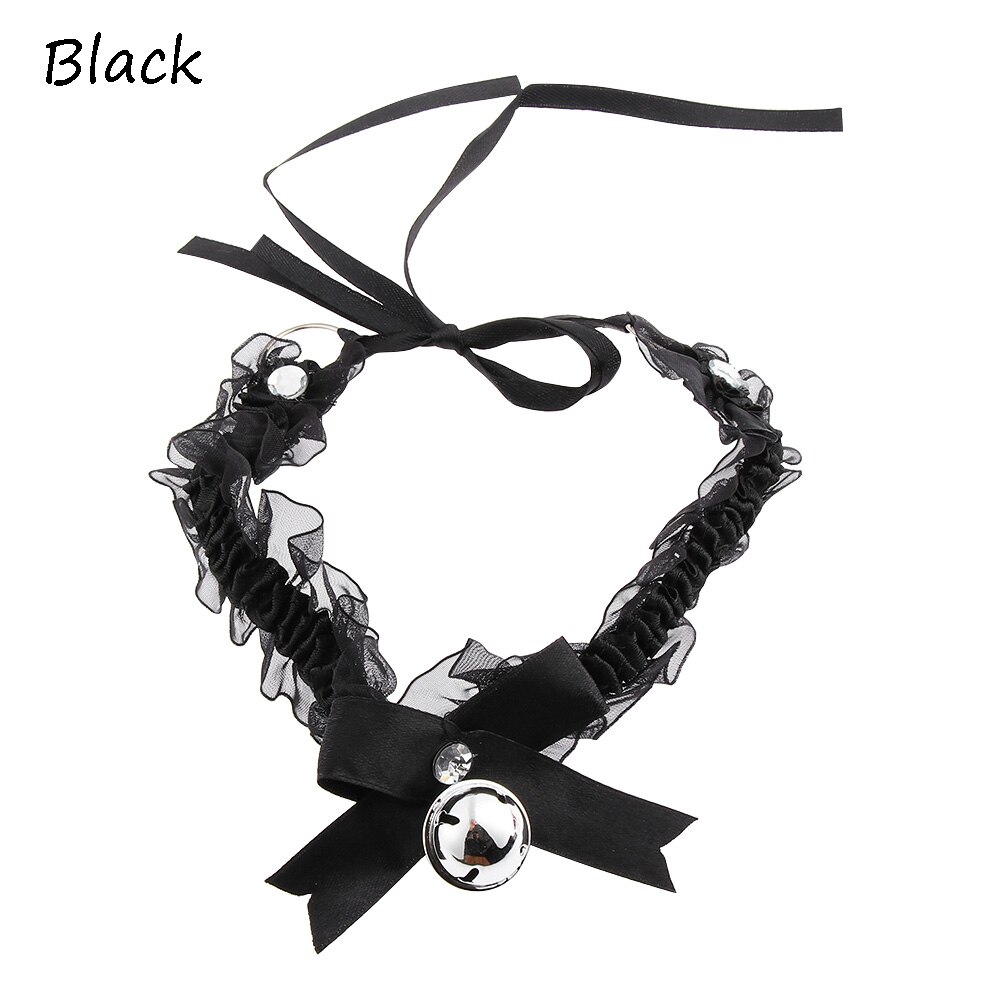 1PC Bogen Knoten Kleine Glocke gotisch Kragen Halsband Werkzeuge Halskette Colar Hals Kleid Anhänger Schmuck Zubehör für Frauen: Schwarz