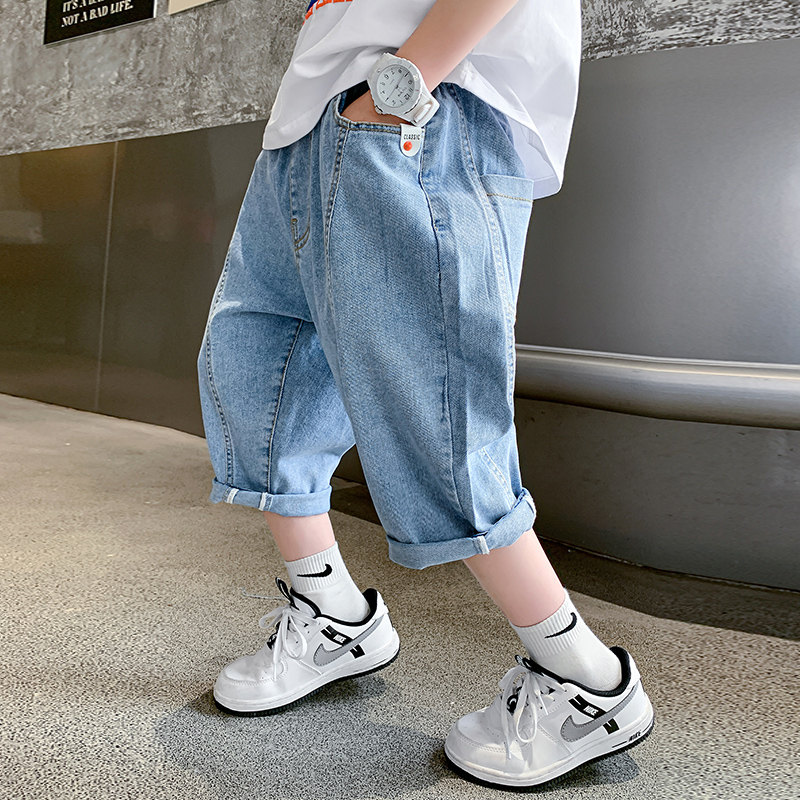 Estate nuovo arrivo bambini ragazzi pantaloncini Jeans al ginocchio elastico in vita pantaloni di Jeans pantaloncini abbigliamento per bambini 5 6 7 8 9 10 11 13 14 anni