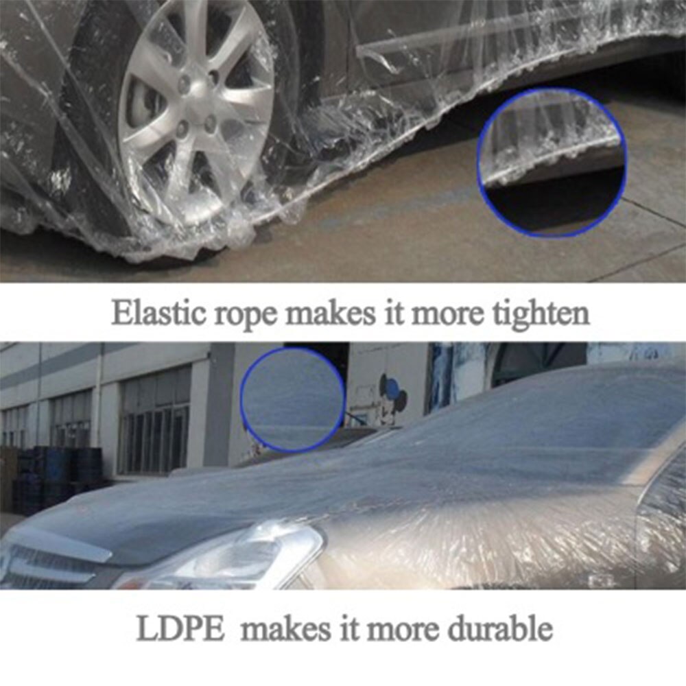 Disposable Plastic Car Cover with Elastic Band- Dust Cover- Rain Car Cover