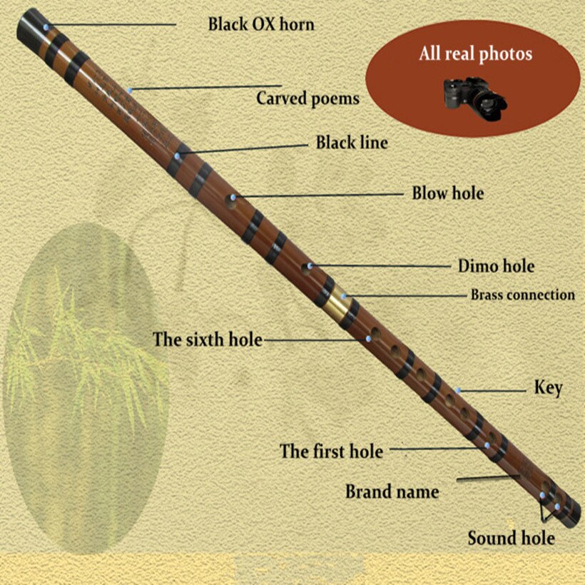 Flauta de bambu chinesa profissional, instrumentos de flauta c, d e f, fla transversal, flauta de bambu chinesa