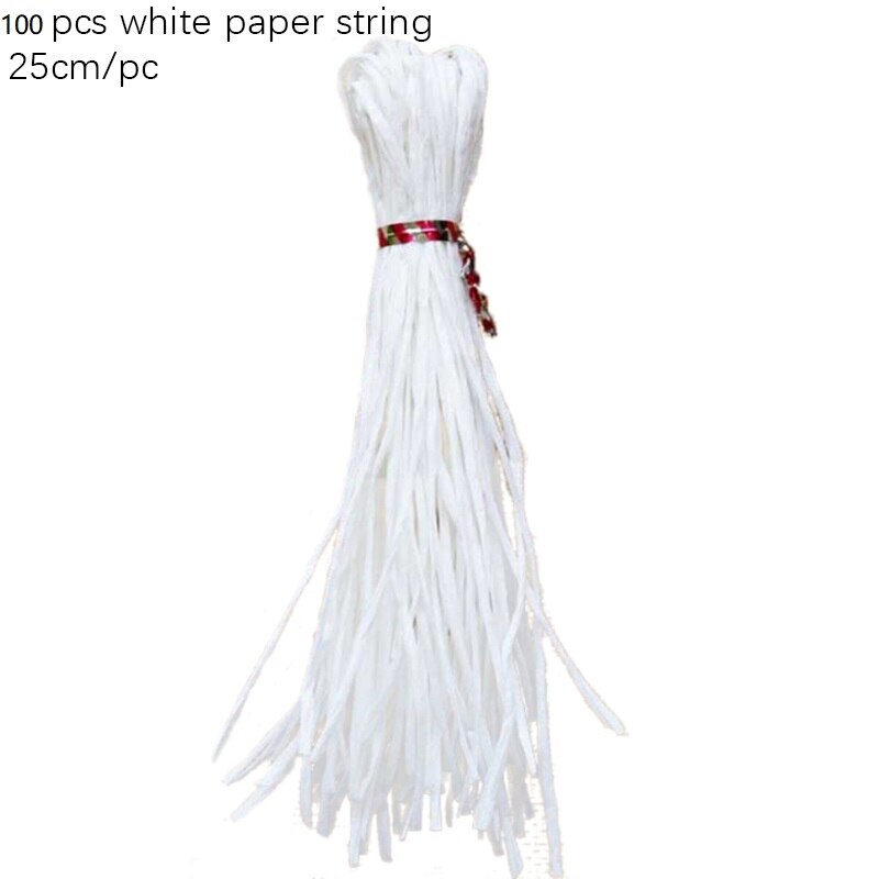 50/100pcs Natural Hemp Strings Red Green Cotton Cords for Tags Handmade Item Packing Decoration Bakery Twines: 100pcsWhitePaper