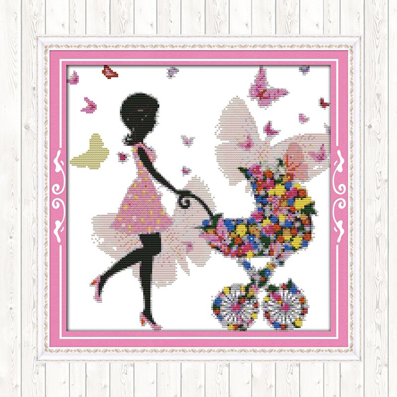 Flower Fairy Cross-stitch Patterns 14ct Printed on Canvas Counted Embroidery Kit Aida Fabric DMC DIY Needlework Kits Home Decor